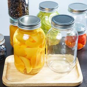 1000ml büyük kapasiteli Mason cam kavanoz şeftali reçel turşu sebze BİBER SOSU mutfak mühürlü cam şişe - Product Image 4
