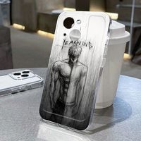 Coque de téléphone transparente pour iPhone 16 17 18 Pro Max 14 13 12 avec motif homme esquisse, accessoires mobiles, coque arrière transparente