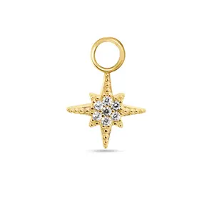 925 sterling silver gold fashion starburst CZ charm pendant for earrings