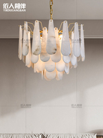 Lustre en albâtre moderne et minimaliste, luminaire décoratif de plafond, idéal pour un salon, une villa, une salle à manger, une chambre à coucher