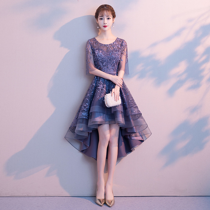 black dress trendy Blair Lace Dress – Purple Floral Batwing Lace Dress – Annah Stretton main image 0