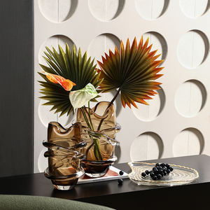 Nordique Moderne Élégant <span class=keywords><strong>Vase</strong></span> En <span class=keywords><strong>Verre</strong></span> Brun Unique Art Déco Design D'intérieur pour Table Arrangement De Fleurs Teinté Pot De Fleur - Product Image 4