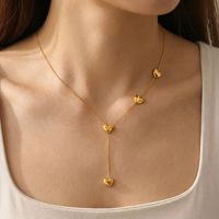 Kalung Liontin Baja Anti Karat Lapis Emas 18K Motif Geometris Bunga Hati Trendi Terbaru Grosir, Hadiah Elegan dengan Rumbai