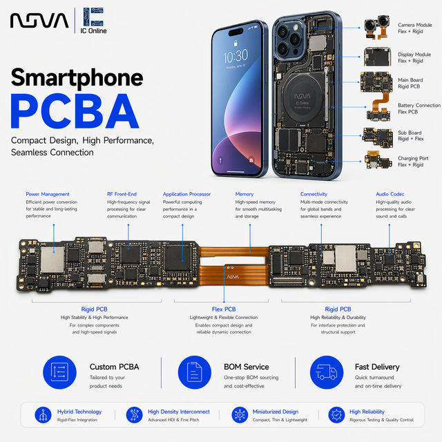 Phone Bom list service Rigid+Flex PCB PCBA customise (We don't sell phone. We OEM PCB PCBA)