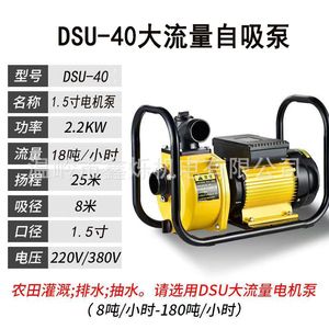 Pompe auto-amorçante électrique DSU-40 1,5 pouce 2,2 kW 220 V/380 V jaune pour l'irrigation et le drainage - Product Image 1