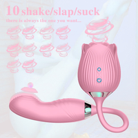 Vibrateur Rose à Succion et Léchage de Langue 10V, Stimulateur de Point G à Poussée, Suceur Clitoridien Vibrant, Jouet Sexuel Médical pour Femmes