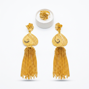 GlamouWomen's Gold Plated Tassel <b>Earrings</b> Bohemia Style Wedding Jewelry Set Alloy Fashion Statement <b>Earrings</b> for Bridal Special - Product Image 1