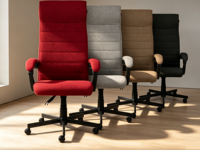 Silla de Oficina Ergonómica de Tela con Respaldo Alto, Altura Ajustable, Reclinable, Giratoria 360 Grados, para Personal, Hogar y Estudio