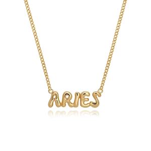 Collana con ciondolo zodiacale in acciaio inossidabile placcato oro 18K personalizzato Cosmo Bubble - Product Image 2