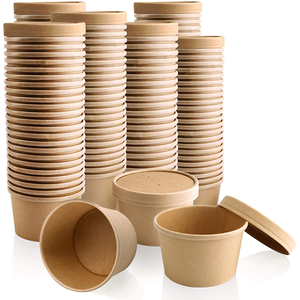 Bol et assiettes peu profonds en <span class=keywords><strong>carton</strong></span> <span class=keywords><strong>kraft</strong></span> biodégradable de qualité alimentaire jetables pour salades à emporter - Product Image 4