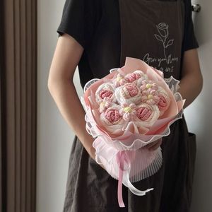 Bouquet tissé en fil tricoté à la main, tournesol et rose, cadeau pratique haut <span class=keywords><strong>de</strong></span> gamme pour la fête des enseignants en Chine, cadeau d'anniversaire pour <span class=keywords><strong>homme</strong></span> et femme - Product Image 4