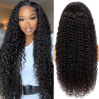 Perruque de cheveux humains brésiliens vierges HD pour dentelle frontale Deep Wave Curly Transparent Lace Front Black Perruque pour femmes