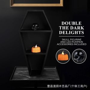 Estante de Almacenamiento de Madera en Forma de Ataúd, Negro, Madera Maciza, Decoración Gótica de Halloween, Estante de Pared Interior, Adorno Creativo - Product Image 5