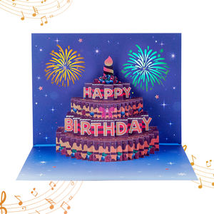 Tarjeta de <span class=keywords><strong>Cumpleaños</strong></span> Musical de 90 Grados para Niños, de Papel, con Corte Láser, Iluminada, Pop-Up, Hecha a Mano, Inflable, Impresión Digital a Color CMYK - Product Image 2