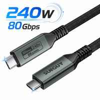 Cable de Carga Rápida SUNGUY 240W PD3.1 5A, Cable de Transferencia de Datos USB de Nailon para Teléfono Móvil, Laptop y Banco de Energía