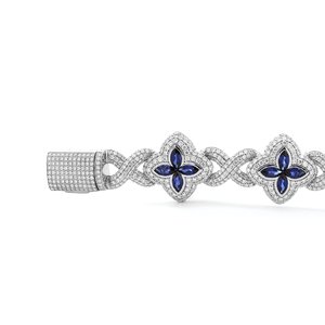 Bracelet élégant pour femme en argent sterling 925 avec chaîne à maillons en diamant, style hip-hop, réglable - TIARAS JEWELS - Product Image 3