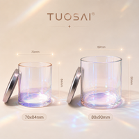 Pot à bougie en verre luxueux holographique arc-en-ciel pour la décoration de la maison, option de logo personnalisé