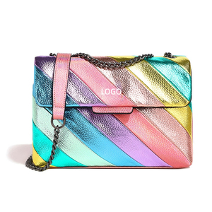 กระเป๋าถือหนัง PU ดีไซน์หรูหราสำหรับผู้หญิง ลายรูปนกฮูก แบรนด์ดัง สะพายข้าง สายเดี่ยว ซิปปิด สีรุ้ง สำหรับฤดูใบไม้ผลิ/ฤดูร้อน - Product Image 1