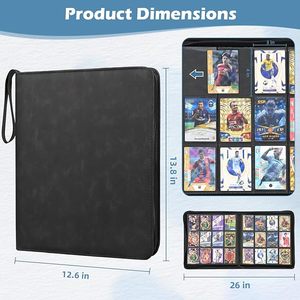 High Quality PU <b>Leather</b> 12 Pockets 9 Card <b>Binder</b> Secure Zipper Custom Black for Trading Card Storage Album - Product Image 4
