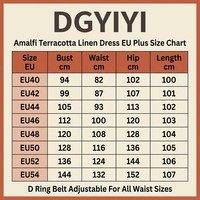 Robe chemise en lin Amalfi Italie sur mesure pour femme, ceinture à anneaux, quatre poches, manches 3/4, ODM, grandes tailles 40-54