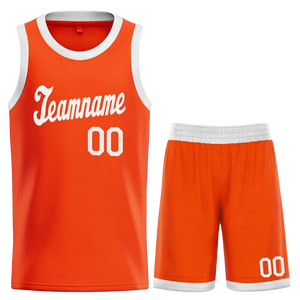 Benutzer definierte Marke Günstige Sublimation Orange Genähtes/Gedrucktes Logo Männer Basketball Trikot - Product Image 4