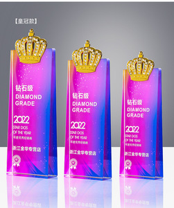 Penghargaan plak kristal kustom k9 piala kaca penghargaan kreatif warna motif UV Piala Kristal - Product Image 1