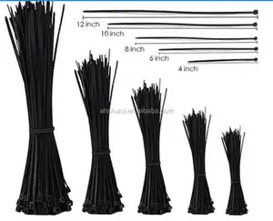 Fascette per cavi in nylon di alta qualità regolabili di alta qualità in nylon nero