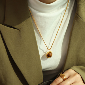 ชุดสร้อยคอและต่างหูไทเกอร์อาย โซ่ถักทรงกลม ตัวเรือนโลหะผสมสังกะสี ชุดเครื่องประดับแฟชั่นสำหรับเป็นของขวัญ - Product Image 2