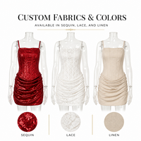 Robe Courte en Satin Froncé avec Corset et Dentelle à Paillettes – Robes de Soirée Sexy pour Femmes – Service de Sourcing Unique, Personnalisation OEM/ODM, Usine