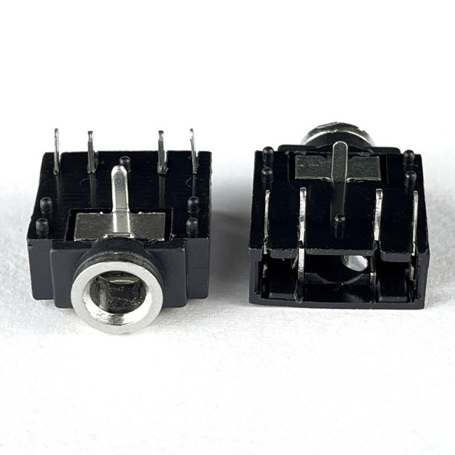 PJ307 Female Plug-in PBT PCB Rectangle Headphone Jack Earphone Socket 3.5mm Dual-Channel Three-Pin Five-Pin Board-Type Audio