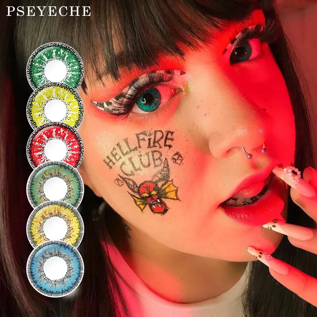 Pseyeche Crazy Contact Lenses Soft Color Cosplay Contact Lens Dolly Eye Green Halloween Contacts