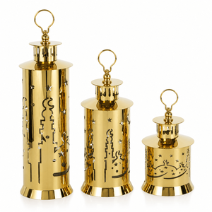 Portavelas de Metal Dorado con Luces LED para Eid, Centro de Mesa Decorativo para Ramadán y Eid Mubarak, Venta al Por Mayor - Product Image 2