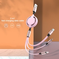 Kabel Data 3-in-1 yang Dapat Disesuaikan Warna Macaron Kabel Daya Hadiah Kustomisasi Logo Kabel Pengisian Cepat Ponsel Pintar Tersedia dalam Stok