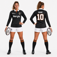 Camisetas de Rugby Personalizadas Unisex, Impresión por Transferencia de Calor, Secado Rápido, Absorción de Humedad, Ropa Deportiva para Equipos, Venta al Por Mayor, OEM, 100% Poliéster