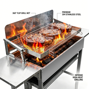 Grill à pieds en acier inoxydable, portable, grand format, réglable, professionnel, <span class=keywords><strong>pour</strong></span> <span class=keywords><strong>barbecue</strong></span> extérieur, rôtissoire, direct usine - Product Image 6
