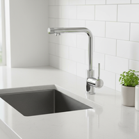 Robinet d'eau chromé à poignée unique Tidjune, robinet de filtration d'eau pivotant avec purificateur d'eau à 3 voies, robinets de cuisine