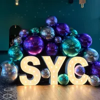 Boule miroir gonflable violette réutilisable, ballon bulle brillant en PVC, décoration de boule disco pour mariage, fête, événement, accessoire photo