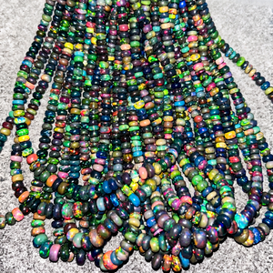 ลูกปัดโอปอลไฟเอธิโอเปียสีดำธรรมชาติ Trimurti Gems ขนาด 3-6 มม. |   สร้อยคอประดับพลอยหลวมที่ได้รับการรับรองจากผู้ที่ไม่ใช่ฝ่ายใด - Product Image 3