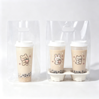Sac de transport personnalisable en plastique pour gobelets, boissons Bubble Tea Boba, café et autres boissons à emporter