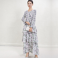 Fabricants de vêtements sur mesure : Robes d'été pour femmes 2026, robes imprimées florales, robes décontractées plissées à étages style gâteau