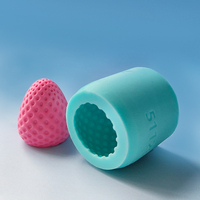 Moule de cuisson en silicone 3D fraise bleu/blanc laiteux, flexible, durable, écologique, réutilisable, facile à démouler, pour gâteaux DIY