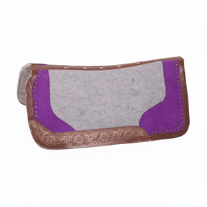 Vente en gros de tapis de selle western violet en feutre de laine de Nouvelle-Zélande usiné à la main design Vardhman avec doublure polaire pour l'équitation - Product Image 1