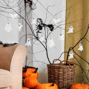24 Uds. Adornos colgantes de fantasma de Halloween, adornos de árbol de Halloween de fieltro, decoración de fantasma blanco para decoración de fiesta - Product Image 4