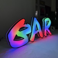 Наружная рекламная вывеска из нержавеющей стали с RGB LED подсветкой, 3D объемные светящиеся буквы с боковыми отверстиями, логотип, IP65 водонепроницаемая