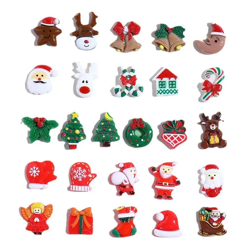 Christmas diy resin patch headdress clothing shoe hat decoration refrigerator sticker mobile phone shell small resin croc charms