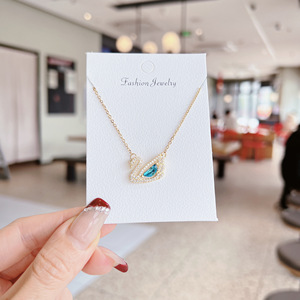 HX0142 Ins Fashion Sparkling <strong>Swan</strong> Necklace Micro Paved CZ Crystal <strong>Swan</strong> Pendant Clavicle Chain Women's <strong>Jewelry</strong> - Product Image 3