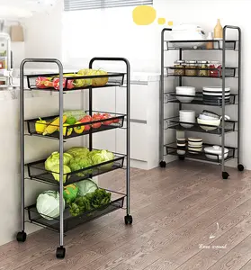Wholesale Hot Sales <strong>Kitchen</strong> <strong>Vegetable</strong> Trolley Fruit Storage Shelf Organizer <strong>Kitchen</strong> Trolleys Storage Holder <strong>Racks</strong> - Product Image 1