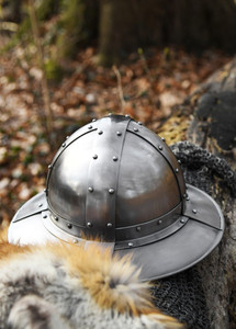 14th Century <b>Banded</b> Kettle <b>Hat</b> Handmade Steel Helmet with Genuine Leather Liner Medieval Armour Historical Style Decorative Head - Product Image 3