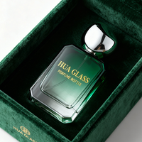 Luxuriöse 50ml Achteckige Glas-Parfümflasche mit Farbverlauf, Leere Duftsprühflasche mit Schwarzem Designer-Verschluss und Box