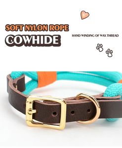<span class=keywords><strong>Collar</strong></span> de cuerda hecho a mano para perro, <span class=keywords><strong>Collar</strong></span> de cuerda trenzada de algodón para perro, de cuero de lujo arcoíris, <span class=keywords><strong>Collar</strong></span> de cuerda tejida de Color degradado - Product Image 3